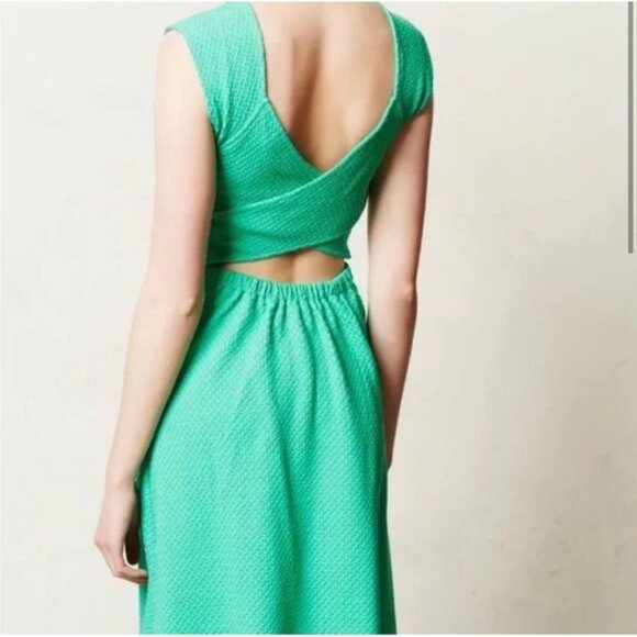 Anthropologie Postmark Matilda Dress Green Cross Back Women's Size 6 Excellent v - Picture 3 of 9